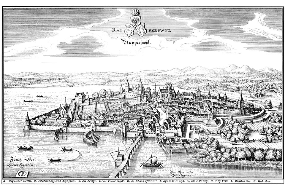 Rapperswil 1637 (Kupferstich Matthäus Merian)